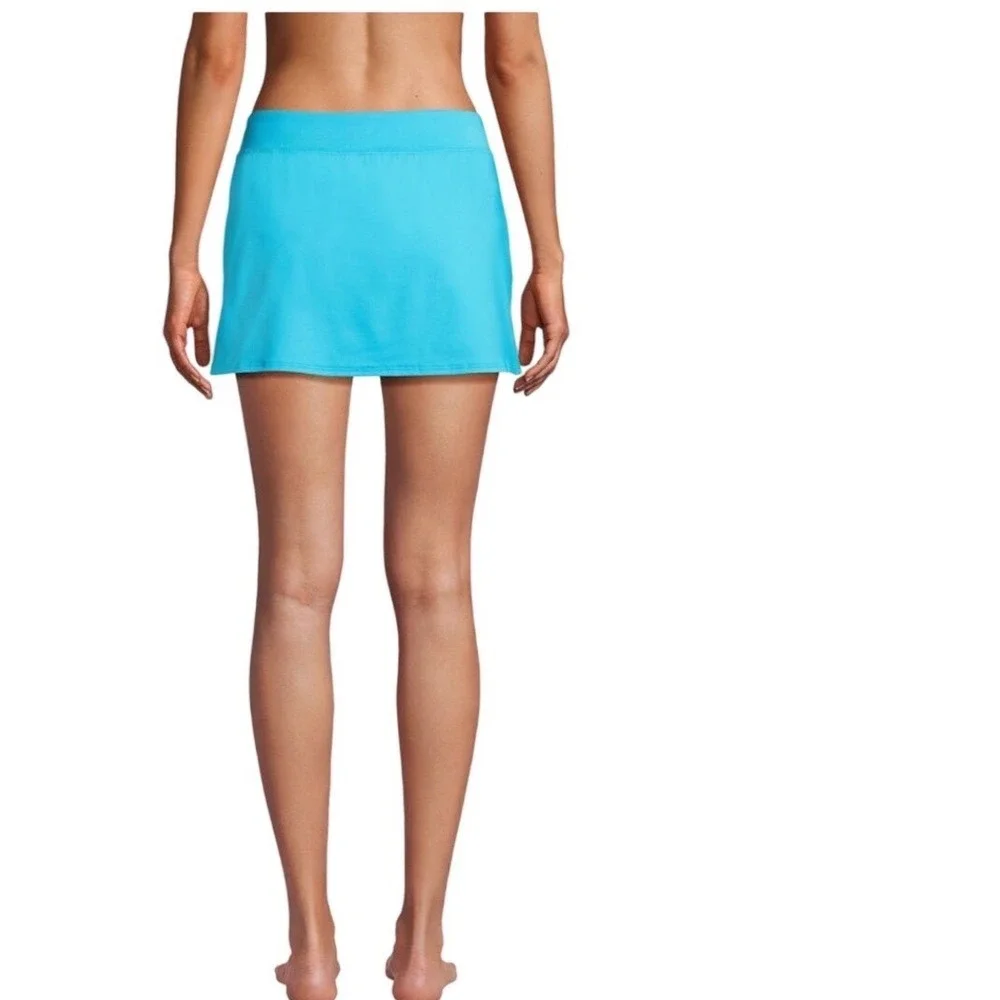 Lands End Women Turquoise Blue Swim Skirt Built-in Brief Size 18 Lycra Xtra Life